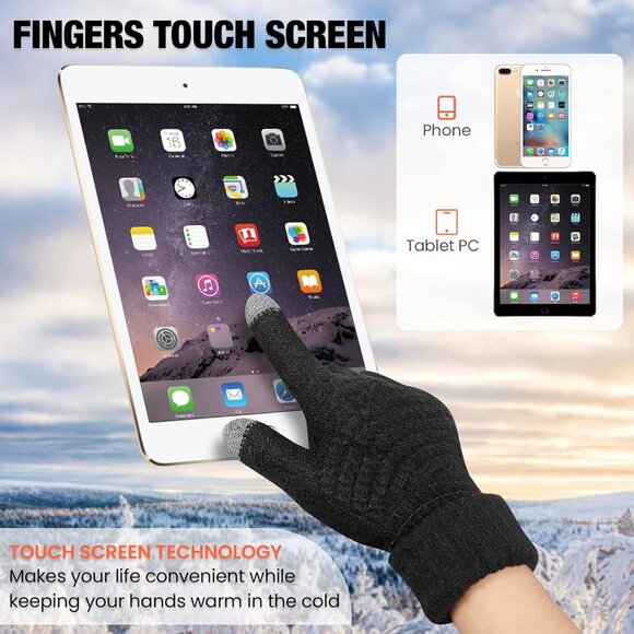 Women's Winter Touchscreen Gloves Soft Warm Fleece Lined Knit 4 Pairs - Picture 3 of 7